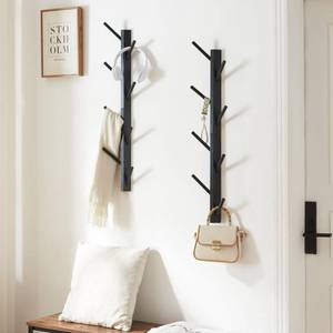 lot 10207 image: TIOPGHAD 2-Pack Vertical Wall Mount Coat Rack for Clothes and Hats, Black