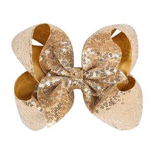 lot 10209 image: AMYDECOR 8 Inch Champagne Gold Sparkly Glitter Sequin Hair Bows for Girls