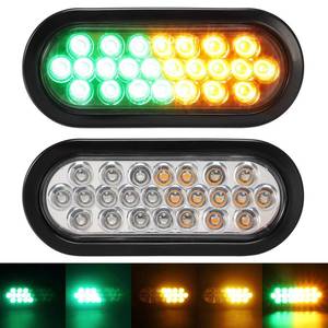 lot 10218 image: Partsam 2 Pcs 6.5 Inch Oval AmberGreen Strobe Lights 24LED Recessed with With Quad Flash Patterns for Truck Towing Trailer Lights Lamps, Rubber Grommets and 3-prong Wire Pigtails Included, 10V-30V