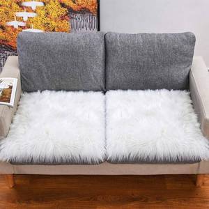 lot 10225 image: Faux Fur Sheepskin Square Chair Cover Seat Pad Wool Area Rugs Mat Carpet (White,1.1 x 1.1Ft)