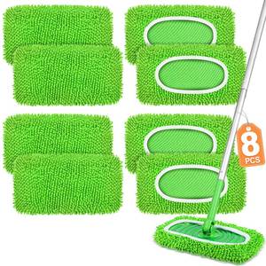 lot 10232 image: 8 Pack Reusable Mop Pads Compatible with Swiffer Sweeper (Green)