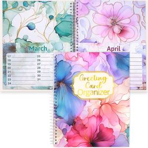 lot 10248 image: ceiba tree Floral Greeting Card Organizer Colorful Month by Month Card Keeper Book with 24 Pockets for Holiday Reminders Birthday Party Wedding