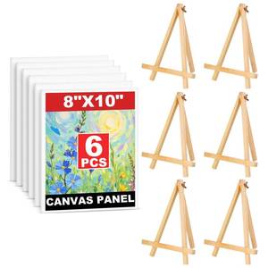 lot 13139 image: GardEasy 6 Pack 8x10 Inch Canvas Boards with Wooden Easels