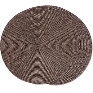 lot 13152 image: FunWheat Round Braided Placemats Set of 6 15 Inch Brown
