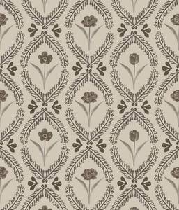 lot 13161 image: Peel and Stick Wallpaper Brown Floral 17.3in x 393.7in