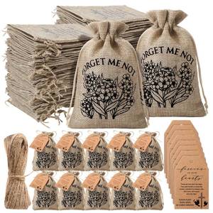 lot 13210 image: Tanlade Funeral Favor Burlap Bag Tag and Twine Set 50 Pack