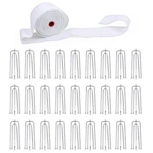 lot 13212 image: UBCGOTT Curtain Pleating Tape 11 Yards with Stainless Steel Pleater Hooks