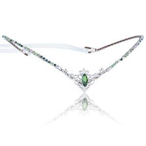 lot 13213 image: MOSTORY Handmade Green Crystal Tiara Fairy Crown Headband Rhinestone Wedding