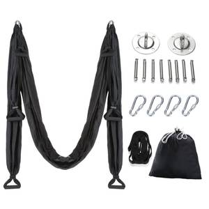 lot 13227 image: CO-Z Aerial Yoga Swing Hammock Trapeze Set, 400 lb Capacity, Black
