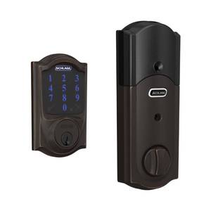 lot 13245 image: Schlage Connect Smart Deadbolt Lock Camelot Trim Aged Bronze  Retail $239.99