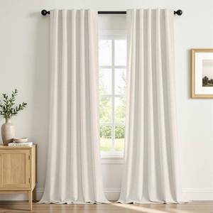 lot 13249 image: MIULEE Linen Textured Blackout Curtains 2 Panels 40 x 96 Inch Ivory