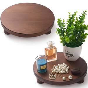 lot 13255 image: DEAMACE Round Wood Pedestal Stand Riser 2 Pack 10 x 10 Inch Brown