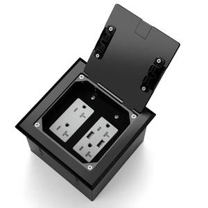 lot 13256 image: Vagueior Recessed Floor Outlet with 4 20A Tamper Resistant Receptacles