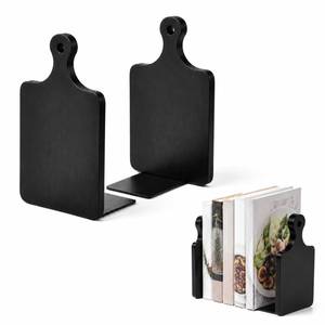 lot 14010 image: Jetec Wooden Cookbook Holder Bookends, Black Beech Wood L-Shape