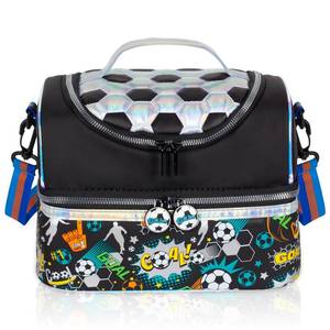 lot 14023 image: YOYTOO Kids Double Decker Insulated Lunch Bag Large Soccer