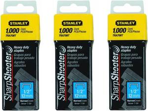 lot 14036 image: Stanley Narrow Crown Staples 12 T-50 TRA708T (3 Pack)