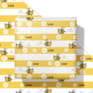 lot 14040 image: SaringSwoon Yellow Honey Bee Gift Wrapping Paper 28 x 40 Inches 4 Sheets