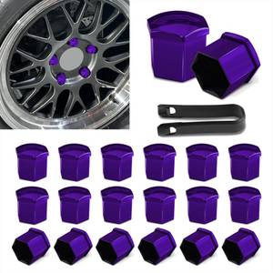 lot 14411 image: Surosha 20PCS Lug Nut Covers 19mm Hex Bolt Caps with Removal Tool Purple
