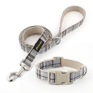 lot 14414 image: Plutus Pet Cotton Hemp Dog Collar and Leash Set Adjustable