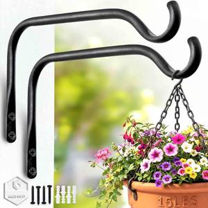 lot 14416 image: Lifyzoon Plant Hanger Brackets 8 Inch 2 Pack Metal Outdoor Wall Hooks