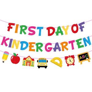 lot 14425 image: Sereliy First Day of Kindergarten Banner Back to School Garland Decor