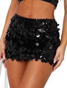 lot 14428 image: Justalwart Womens Black Sequin Bodycon Mini Skirt, Size US 0-2