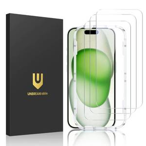 lot 14431 image: UNBREAKcable Tempered Glass Screen Protector For iPhone 15 Plus 3-Pack