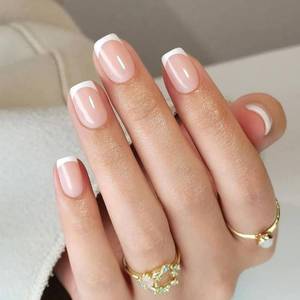 lot 14451 image: UNA GELLA Press On Nails Nude Pink Short Square 32 Pcs 16 Sizes