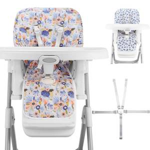 lot 17898 image: Lunobubo Reversible Waterproof High Chair Cushion Pad, 5-Point Harness, Blue