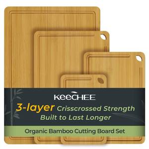 lot 17912 image: Keechee Natural Bamboo Cutting Board Set 4 Pcs