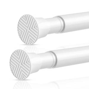 lot 17915 image: QINGYUN Shower Curtain Rod 2 Pack White 31-76 Inch Adjustable Tension Rod