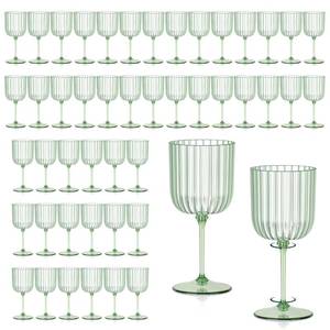 lot 17919 image: Plastic Ribbed Wine Glasses 11 oz Green 48 Pack