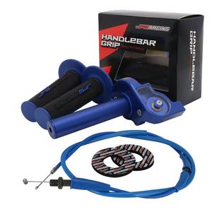 lot 17926 image: JFG RACING Throttle Assembly 78 22mm Quick Twist With Cable Aluminum Blue