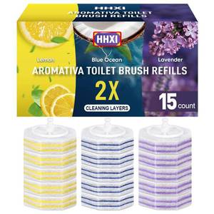 lot 18085 image: HHXI Toilet Brush Refills 15 Count Toilet Bowl Cleaner Refill Heads