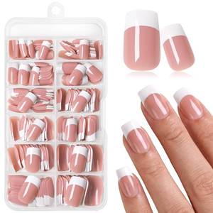 lot 18092 image: AddFavor Black French Tip Press On Nails Medium Square 240 Pcs
