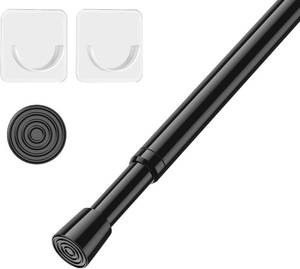 lot 18118 image: AIZESI Spring Tension Curtain Rod 26-39 Inch Black with 2 Holders