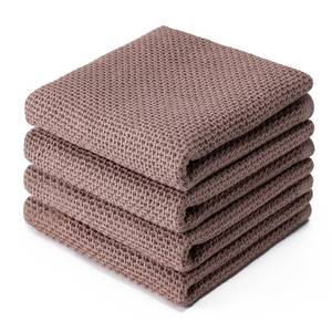lot 18157 image: BOOMIBOO Dish Towels 4-Pack 100% Cotton Waffle Weave 13x28 in Brown