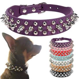 lot 20203 image: Petcare Spiked Dog Collar Adjustable PU Leather Purple Size S 10.2-12.6 in