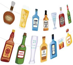 lot 20205 image: 2PCS Whiskey Beer 21st Birthday Banner Garland