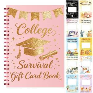 lot 20206 image: XiaosRen Graduation Gift Card Book 7.9x5.5 Inch 25 Page Cash Holder Pink