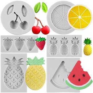 lot 20225 image: CANYANGMOLD Fruit Silicone Fondant Mold Set Of 6 Pineapple Strawberry Lemon