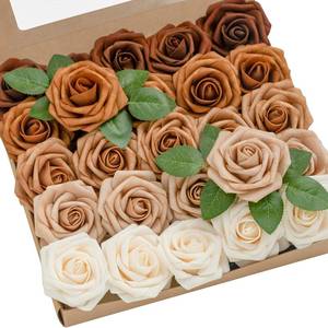 lot 20244 image: Lings Moment Artificial Flowers 25 Pcs 3 Inch Roses Walnut Brown Shades