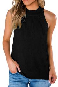 lot 20246 image: Imily Bela Womens Summer Halter Tank Top Knit Sleeveless Black Large