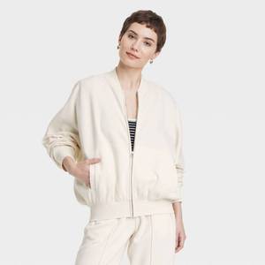 lot 20069 image: Universal Thread Womens Leisure Studio Fleece Bomber Jacket Cream S 92958109