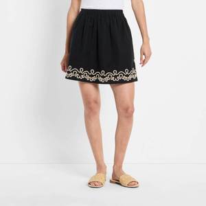 lot 20076 image: Future Collective Womens Embroidered Mini A-Line Skirt Black XS 94236067
