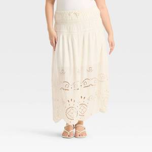 lot 20191 image: Future Collective Womens High-Rise Eyelet A-Line Skirt Cream XXL 94236031