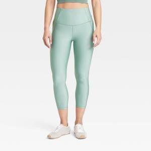 lot 20240 image: All In Motion Womens High-Rise Pocketed Capri Leggings Sage Green M UPF 50