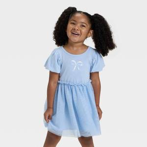 lot 20252 image: Cat & Jack Toddler Girls Tulle Dress Light Blue 2T Ghost Print 94467429