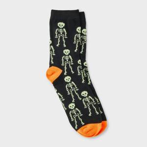 lot 20383 image: Hyde and EEK Boutique Womens Glow-in-Dark Skeleton Socks BlackOrange 4-10