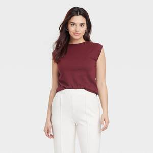 lot 20444 image: A New Day Womens Extended Short Sleeve T-Shirt Dark Red XS 93042672